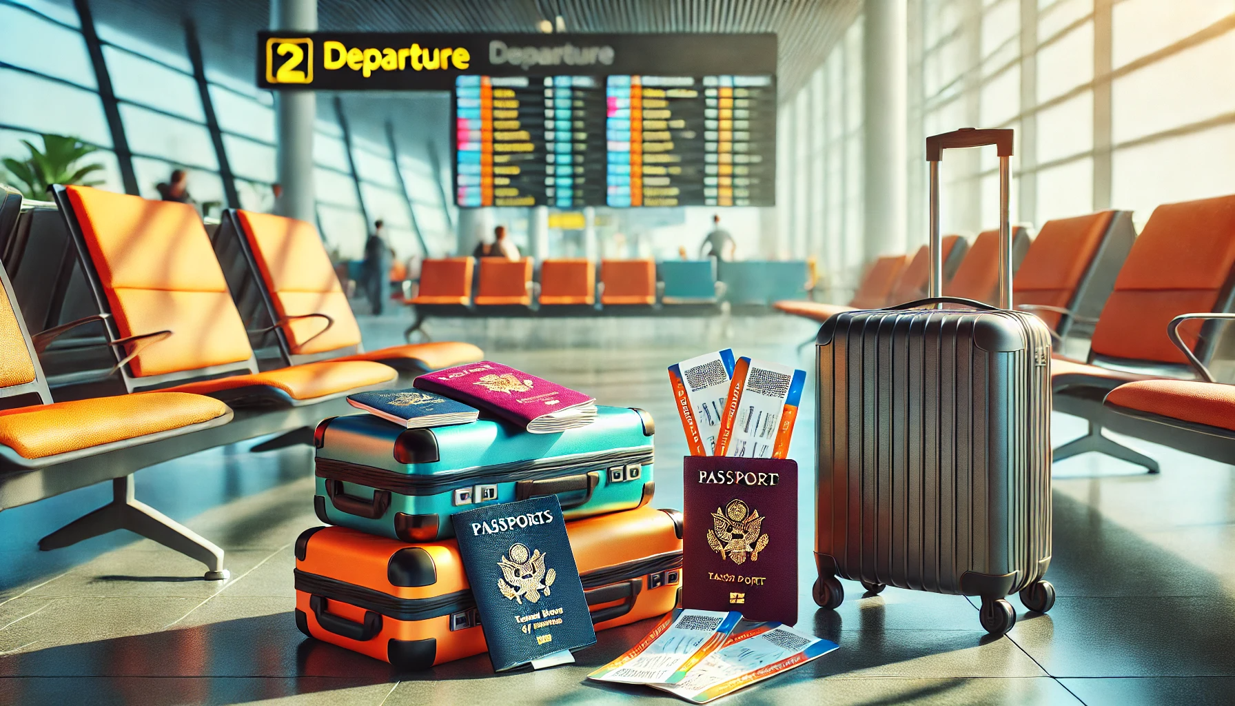 Bagages et passeports pour un visa familial vers Dubaï ou l'Arabie Saoudite