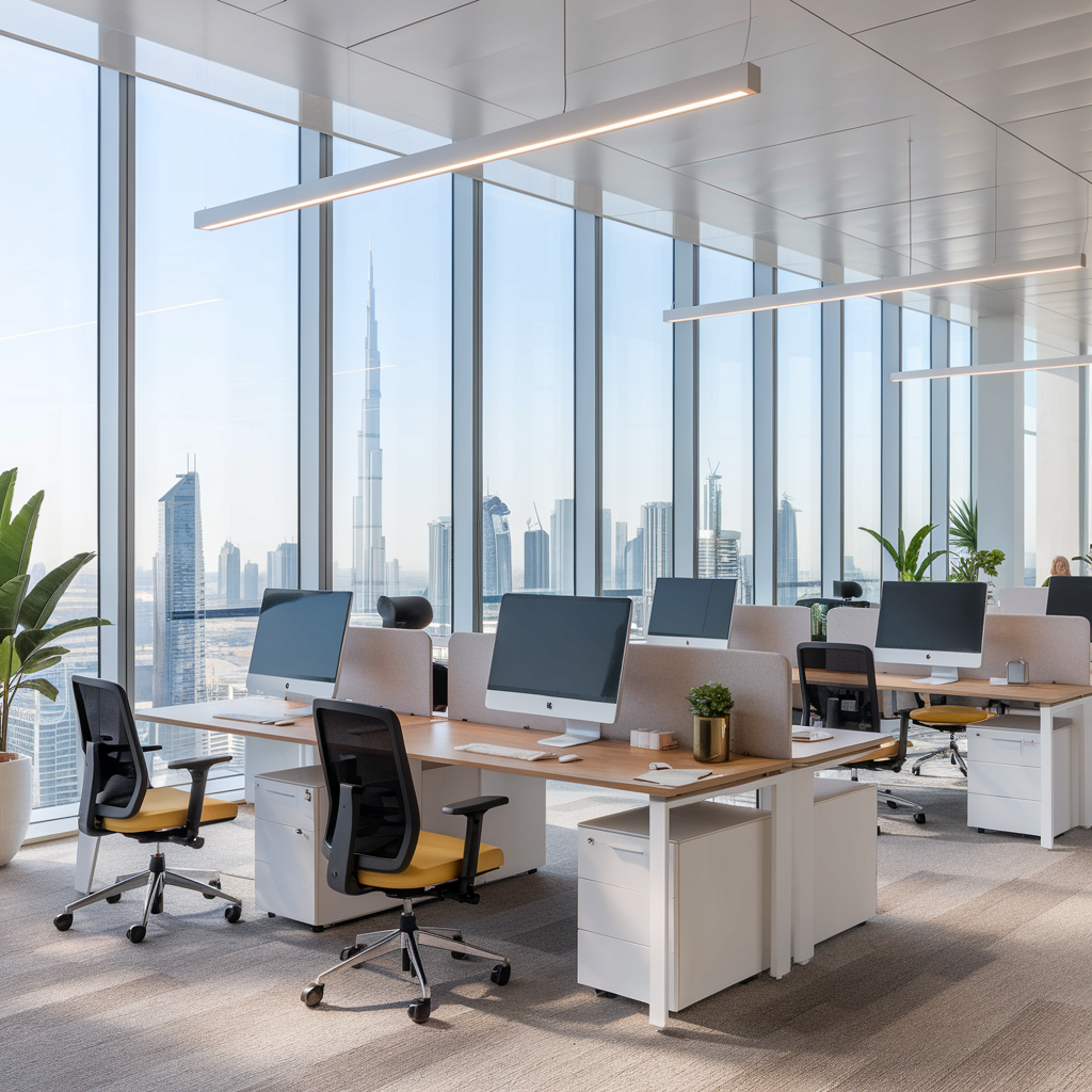 Bureaux modernes reflétant un visa travail à Dubaï ou Arabie Saoudite